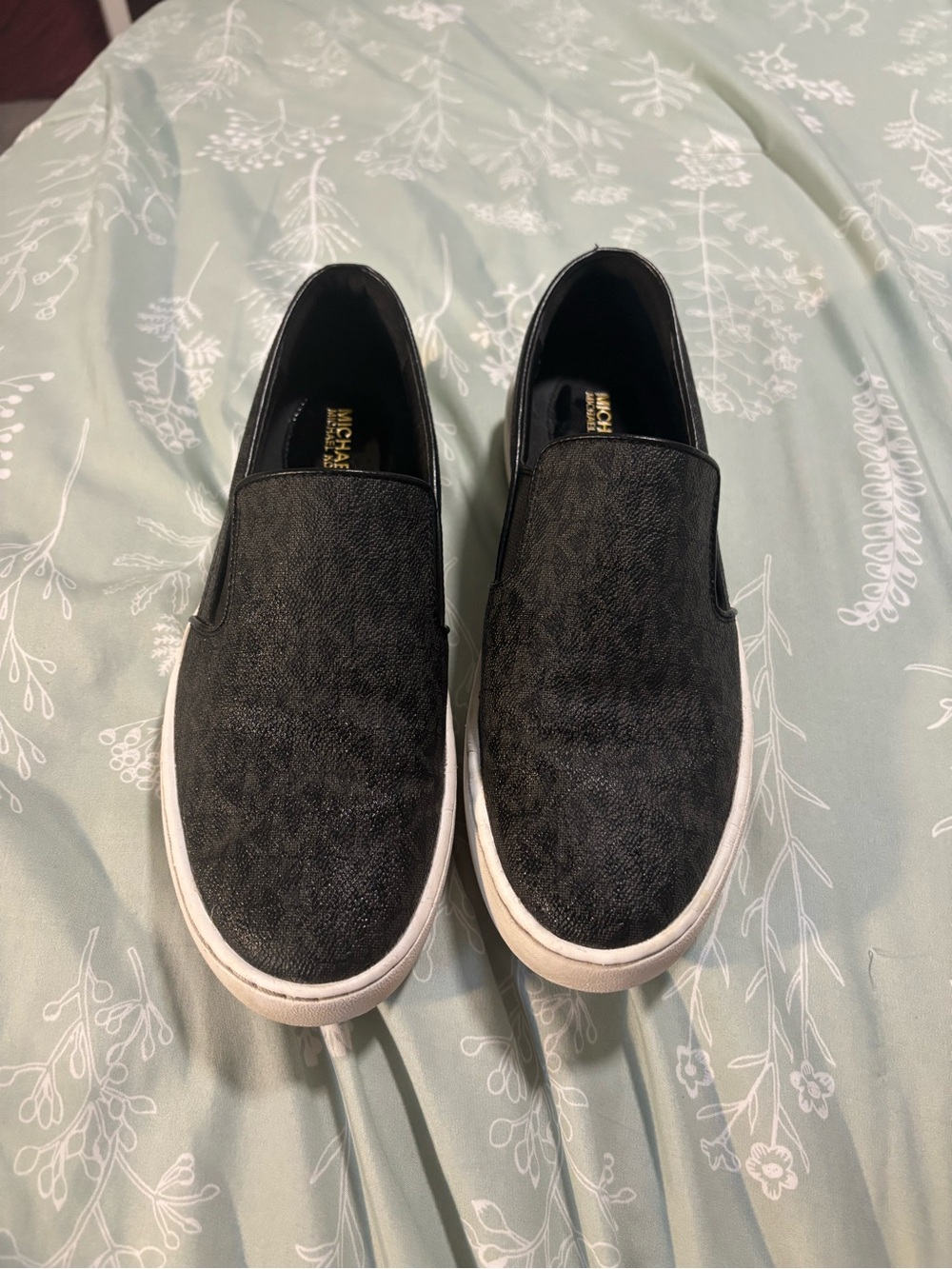 Michael Kors Black Slip-On Loafers with White Soles